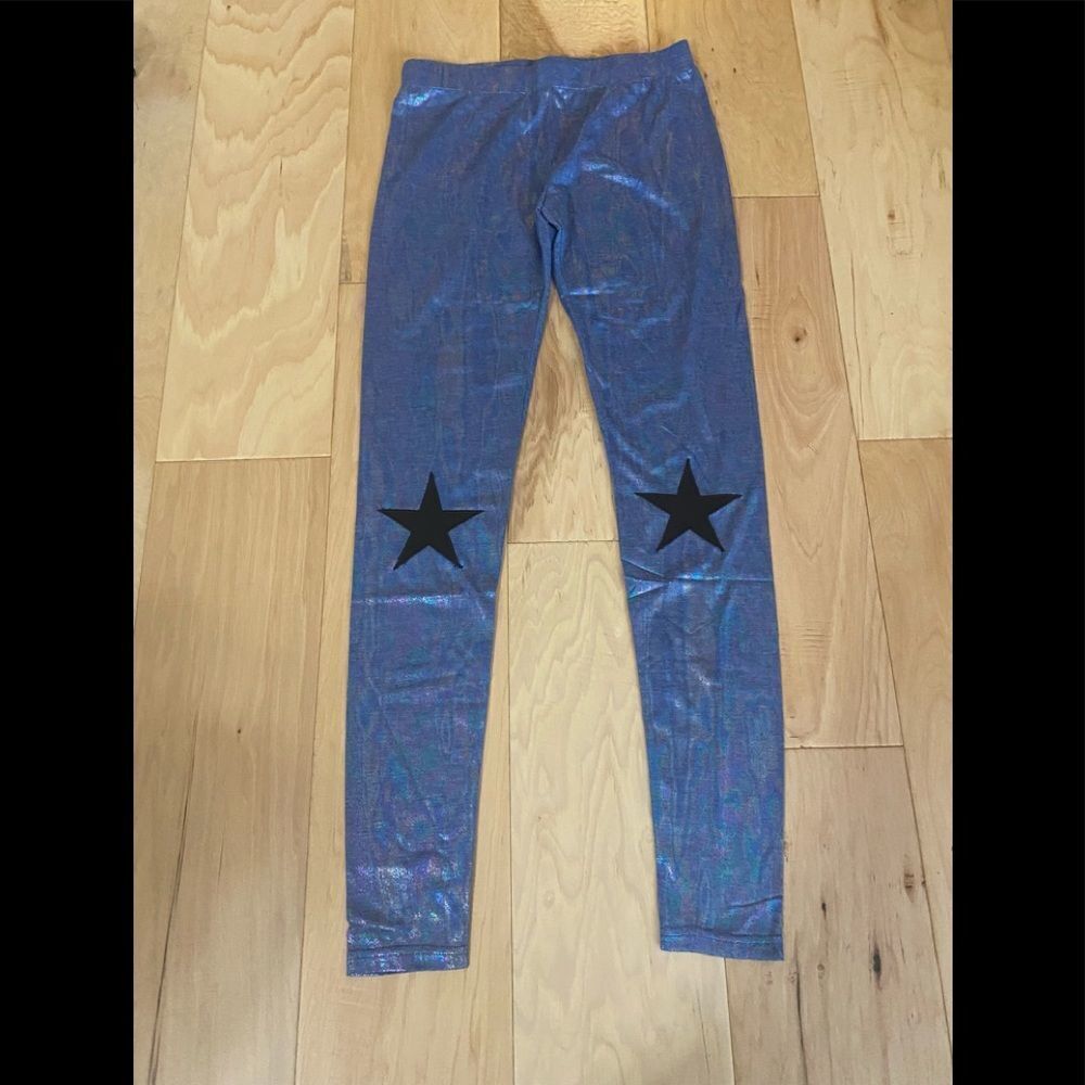 Anthropologie English Rose Festival Star blue iridescent hologram size M